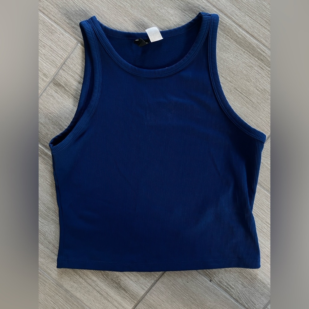 H&M Blue Ribbed Crop Top